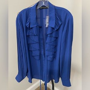 Royal blue sheer blouse